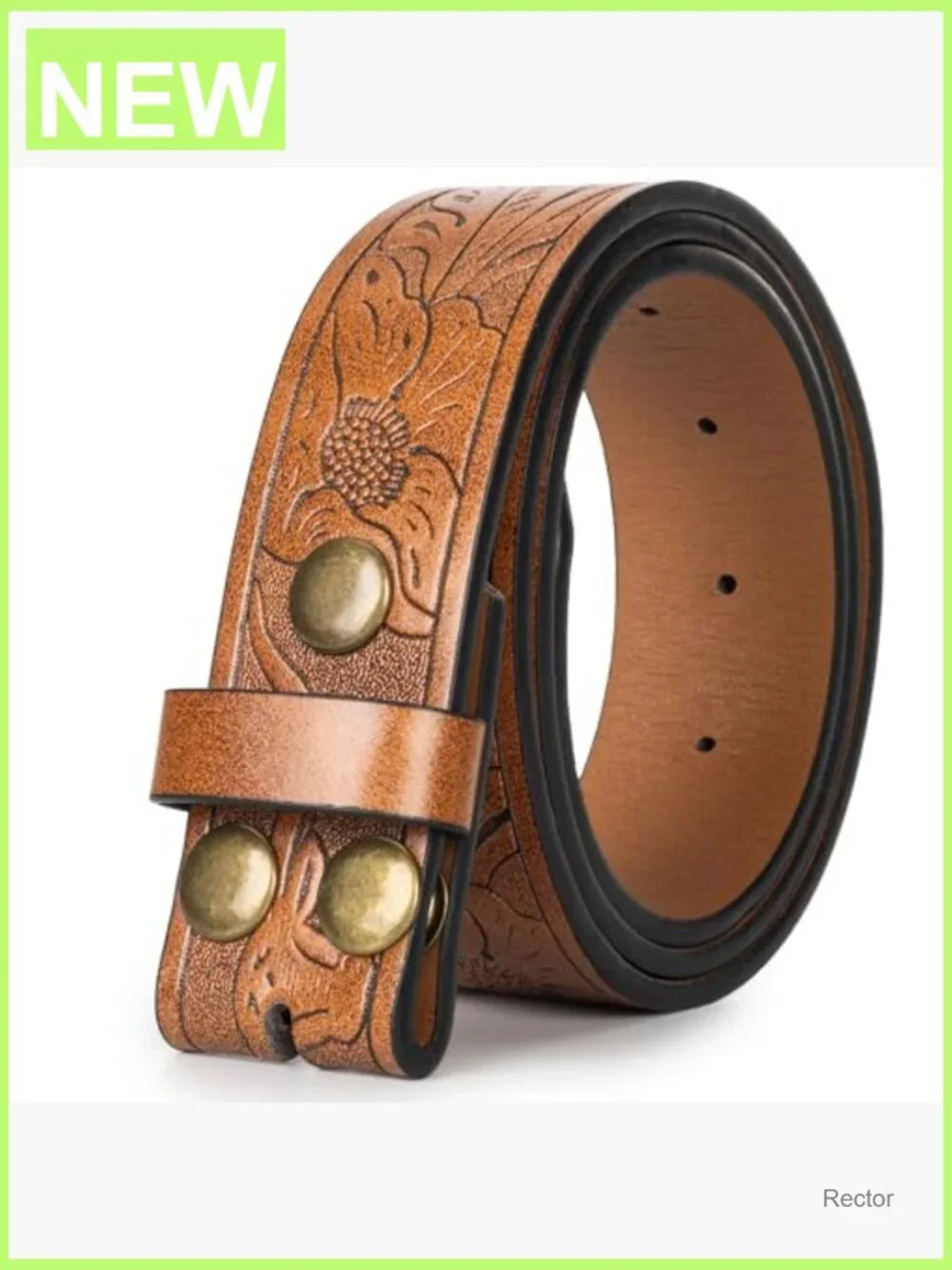 Vintage Western Belt Strap without Buckle Cowboy PU Leather 1-1/2